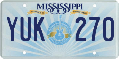 MS license plate YUK270