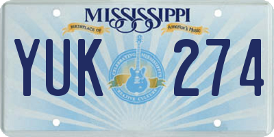 MS license plate YUK274