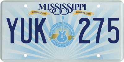 MS license plate YUK275