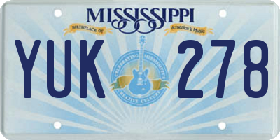 MS license plate YUK278