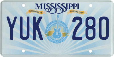 MS license plate YUK280