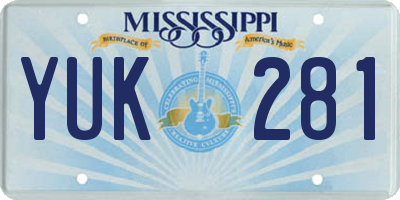 MS license plate YUK281