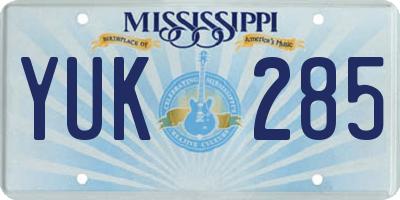 MS license plate YUK285