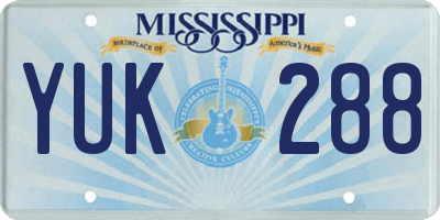 MS license plate YUK288