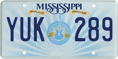 MS license plate YUK289