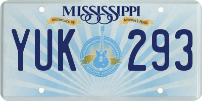 MS license plate YUK293