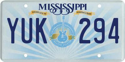 MS license plate YUK294