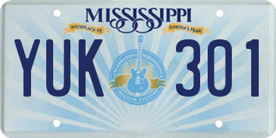 MS license plate YUK301
