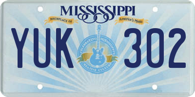 MS license plate YUK302