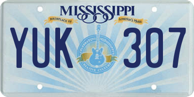 MS license plate YUK307