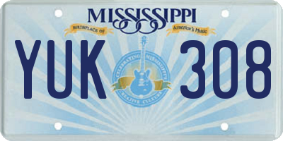 MS license plate YUK308