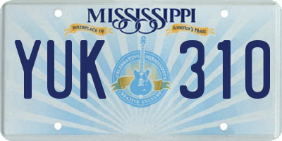 MS license plate YUK310
