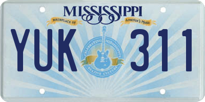 MS license plate YUK311