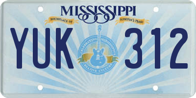 MS license plate YUK312