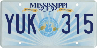 MS license plate YUK315