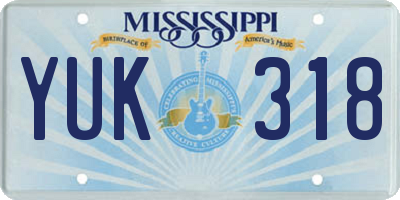 MS license plate YUK318