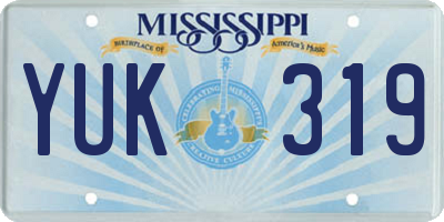 MS license plate YUK319