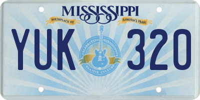 MS license plate YUK320