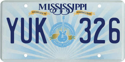 MS license plate YUK326