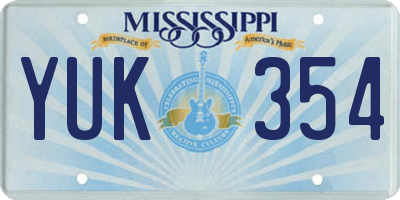 MS license plate YUK354