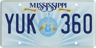 MS license plate YUK360