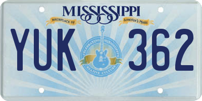 MS license plate YUK362