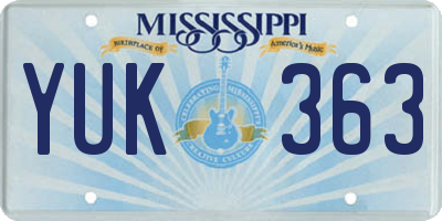 MS license plate YUK363