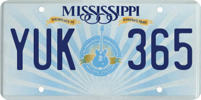 MS license plate YUK365