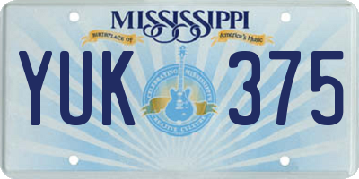 MS license plate YUK375