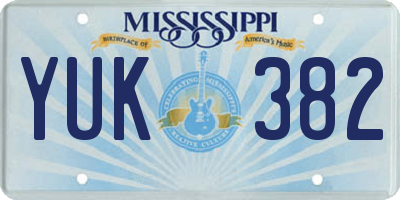 MS license plate YUK382