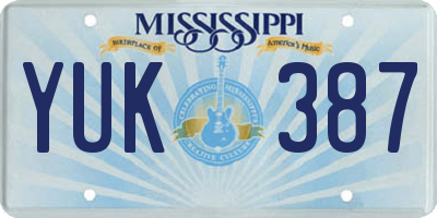 MS license plate YUK387