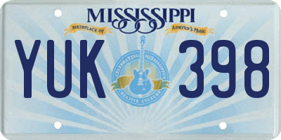 MS license plate YUK398