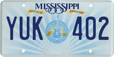 MS license plate YUK402