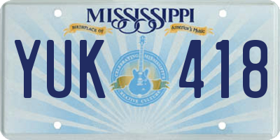 MS license plate YUK418