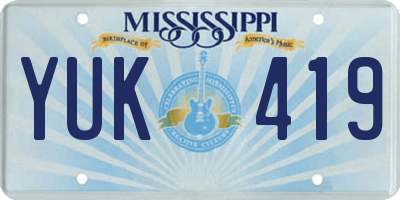 MS license plate YUK419