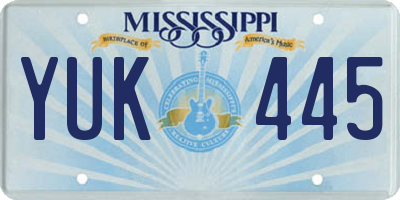 MS license plate YUK445