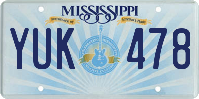 MS license plate YUK478