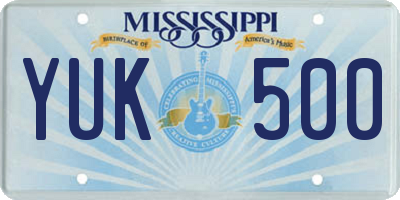 MS license plate YUK500