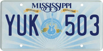 MS license plate YUK503
