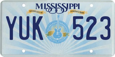 MS license plate YUK523