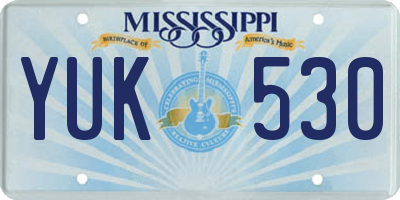 MS license plate YUK530