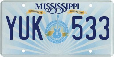MS license plate YUK533