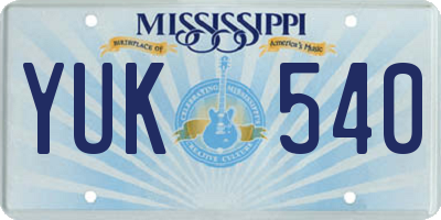MS license plate YUK540