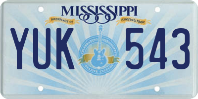 MS license plate YUK543