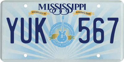 MS license plate YUK567