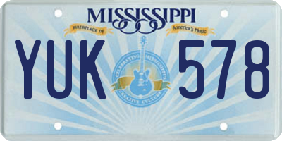 MS license plate YUK578