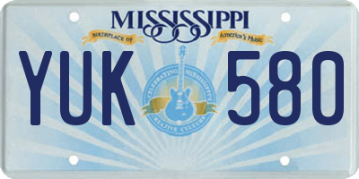MS license plate YUK580