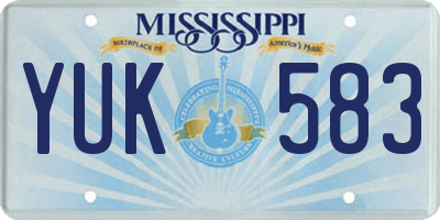 MS license plate YUK583