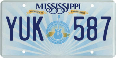 MS license plate YUK587