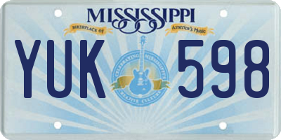 MS license plate YUK598